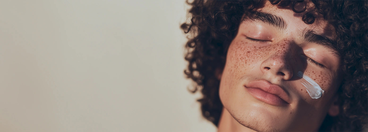 ragazzo che prova la crema idratante
